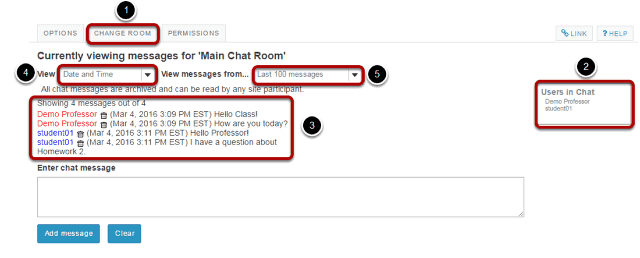 To read Chat Room messages: